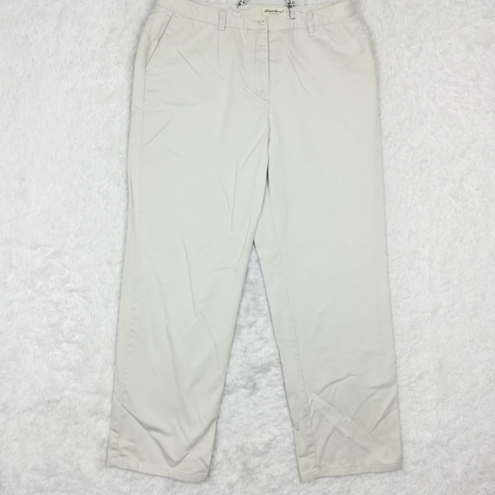 Eddie Bauer Womens Pants Chino Khaki Straight High Rise Stretch Casual 16